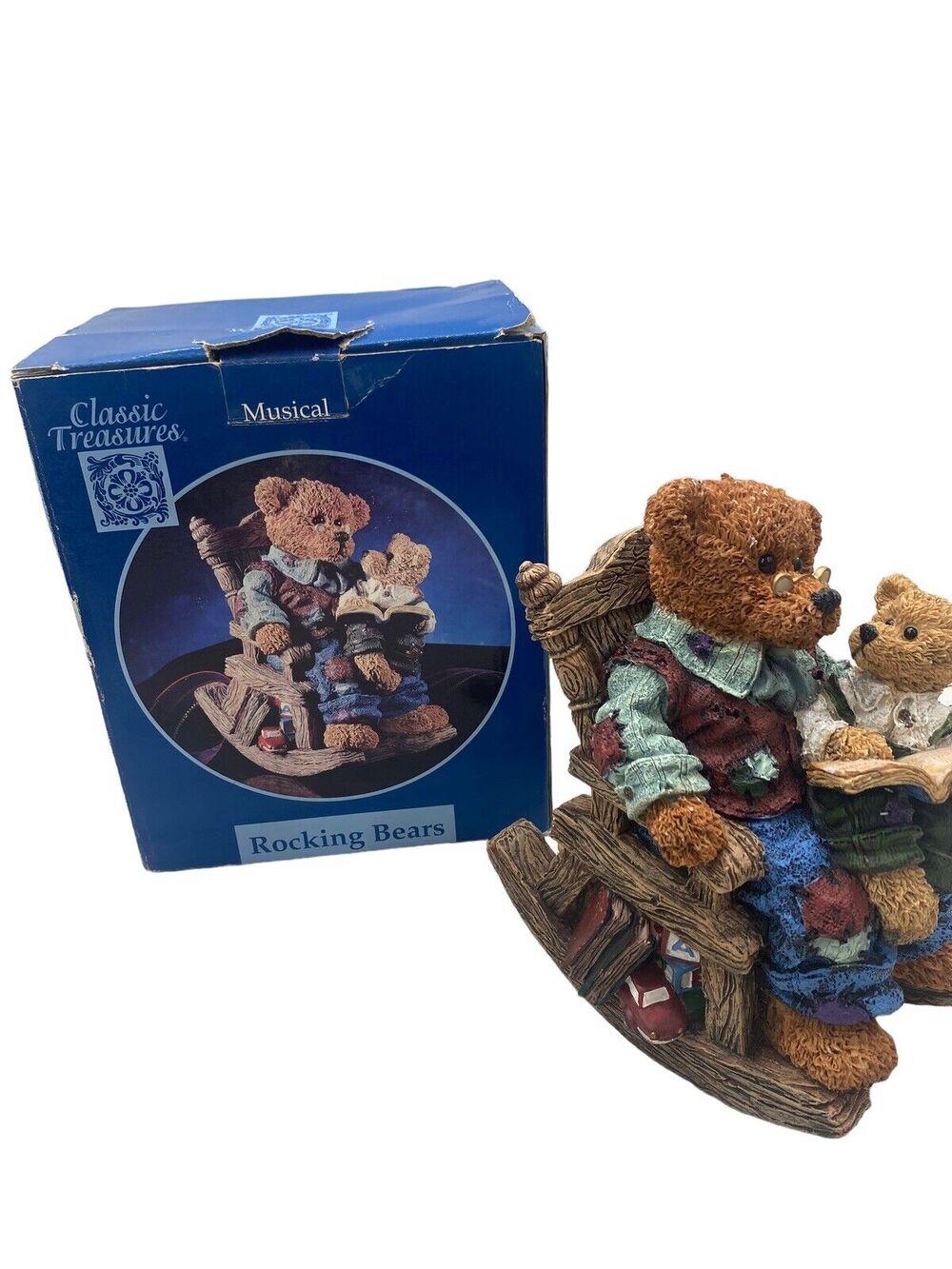 Vintage Classic Treasures Musical PAPA Bear Figurine Rocking Chair Music Box